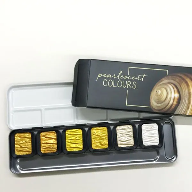 FINETEC® Set d’aquarelles nacrées Classic | 6 couleurs